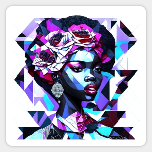 [AI Art] Beautiful (though nonexistent) Rose lady - Geometric Art Style Sticker